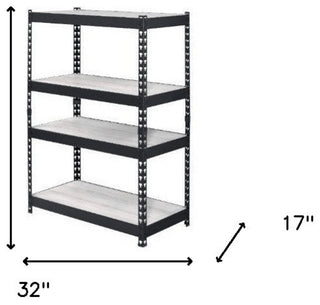 48" Brown and Black Metal Adjustable Four Tier Bookcase