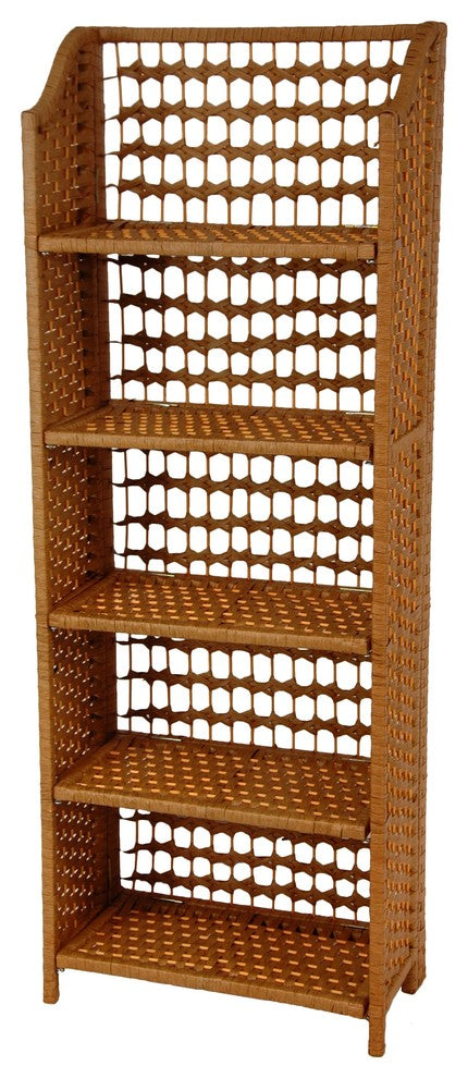 53" Natural Fiber Shelving Unit, Honey