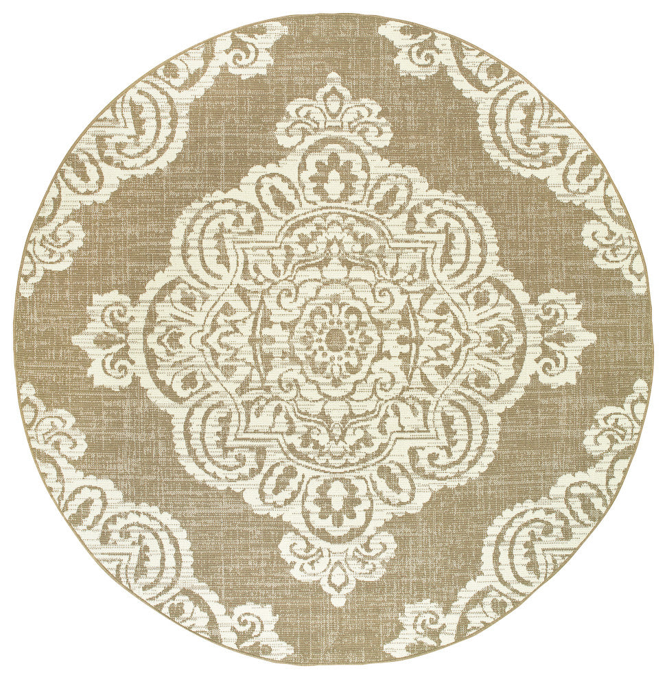 Oriental Weavers Marina Tan/ Ivory Oriental Indoor/Outdoor Rug 7'10" RND