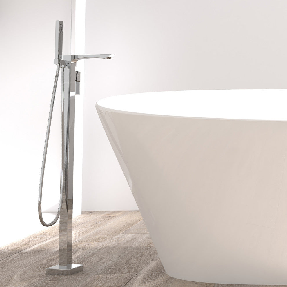 Single Handle Floor Mounted Freestanding Tub Filler, Chrome