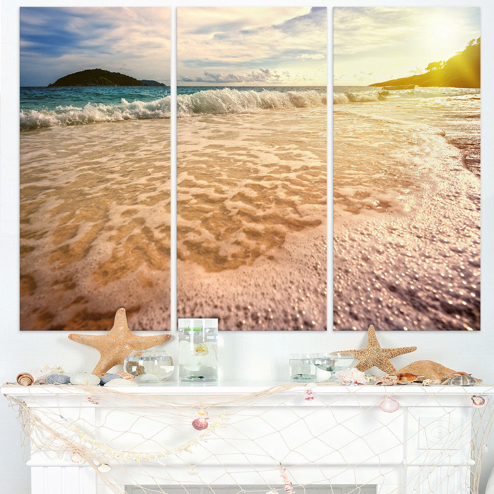"Vintage-Style Beach at Similan Park" Metal Wall Art, 3 Panels, 36"x28"