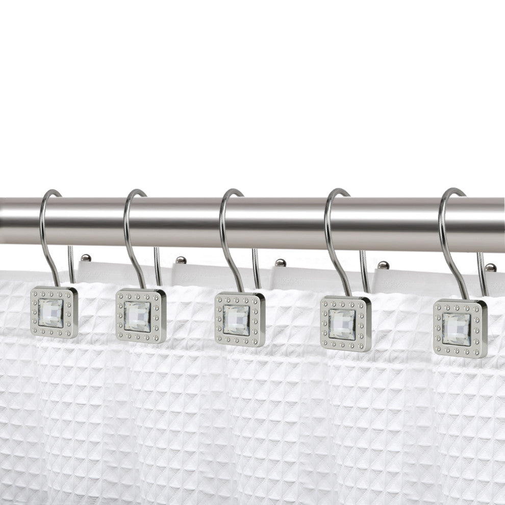 Utopia Alley Shower Hooks - Double Shower Curtain Rings for Bathroom, Brushed Nickel