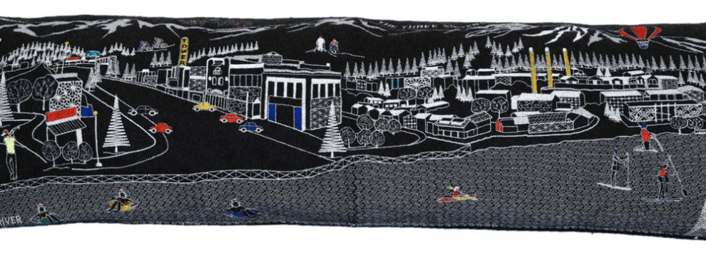 46" Black Bend Nighttime Skyline Lumbar Decorative Pillow