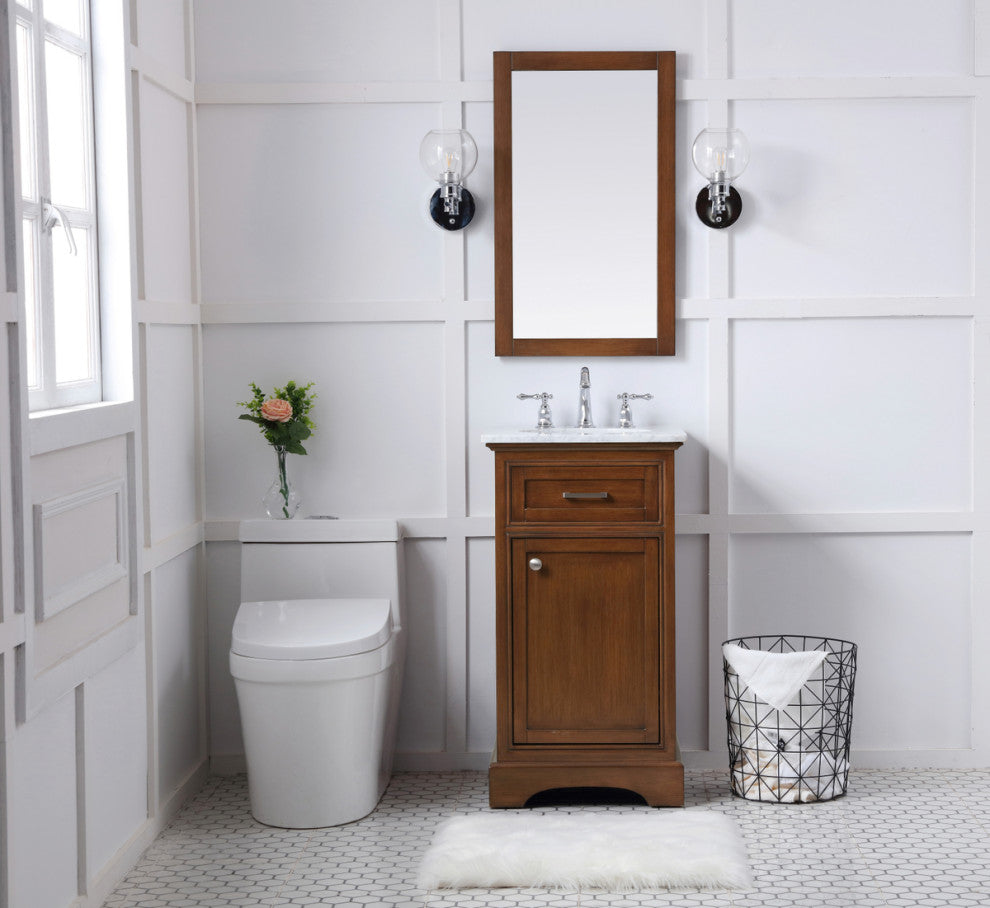 Amber Single Bathroom Vanity, Blue, Teak, 19"