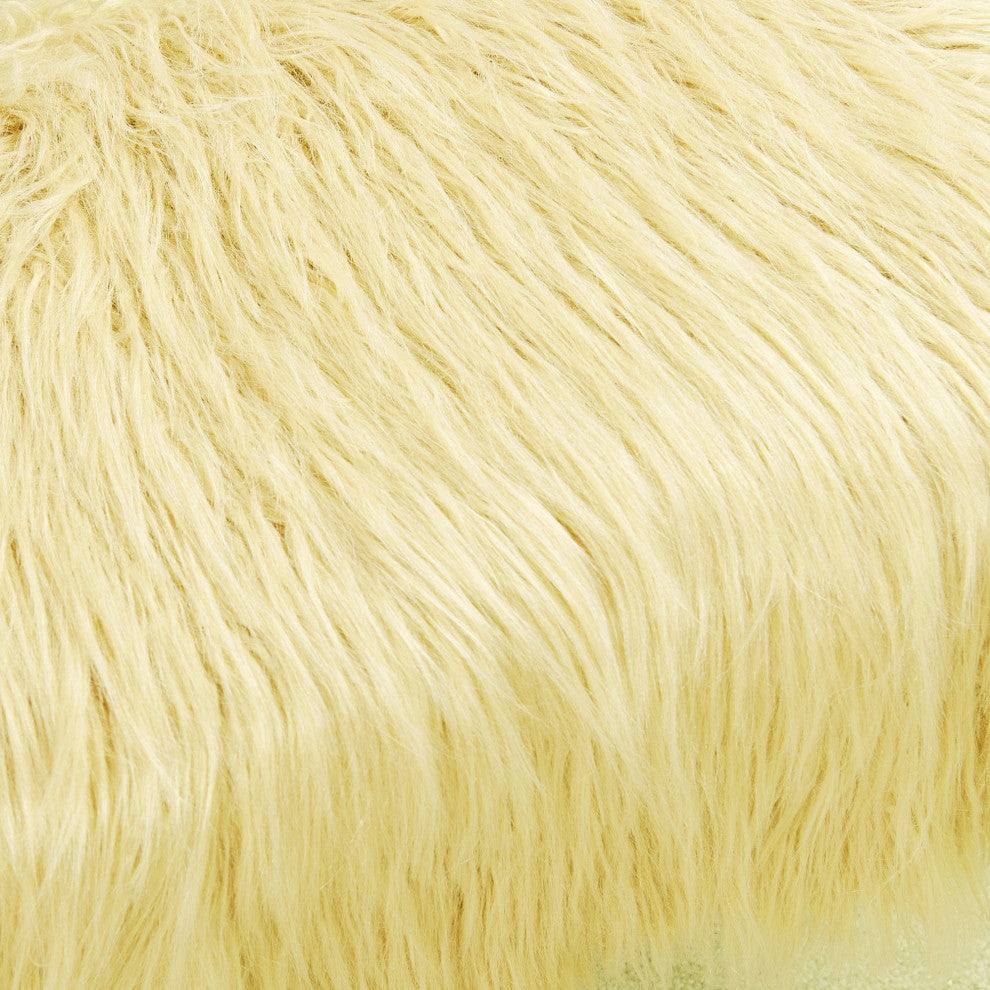 Mongolian Fur Ottoman, Pineapple Slice, 19''x13''x17''