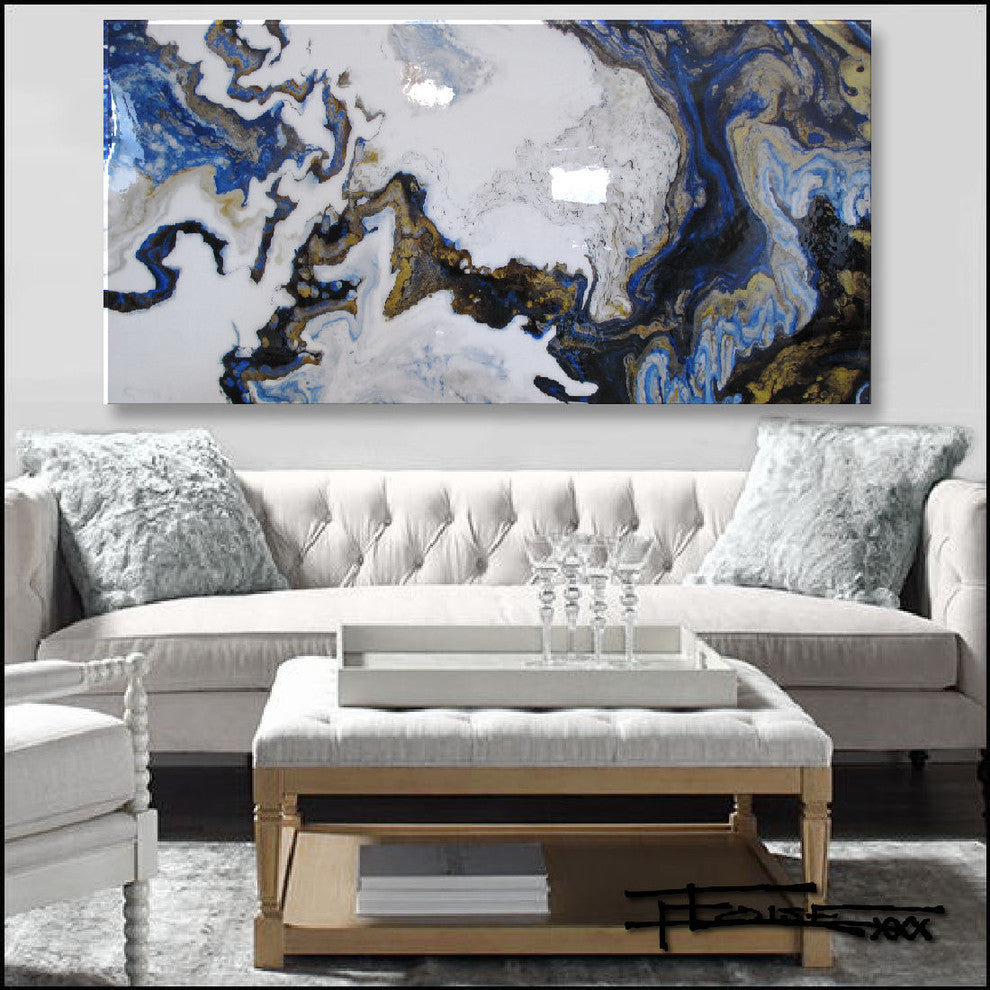 Contemporary Modern Resin Coated Limited Edition Painting 60"x30" by Eloisexxx