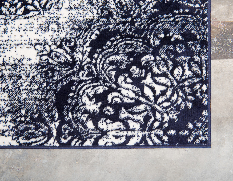 Unique Loom Navy Blue Grand Sofia 2' 0 x 6' 7 Runner Rug