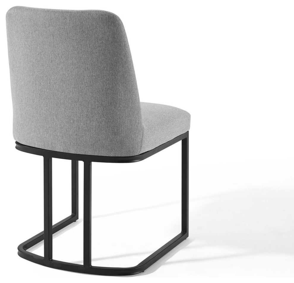 Amplify Sled Base Upholstered Fabric Dining Chairs - Set of 2-Black Light Gray