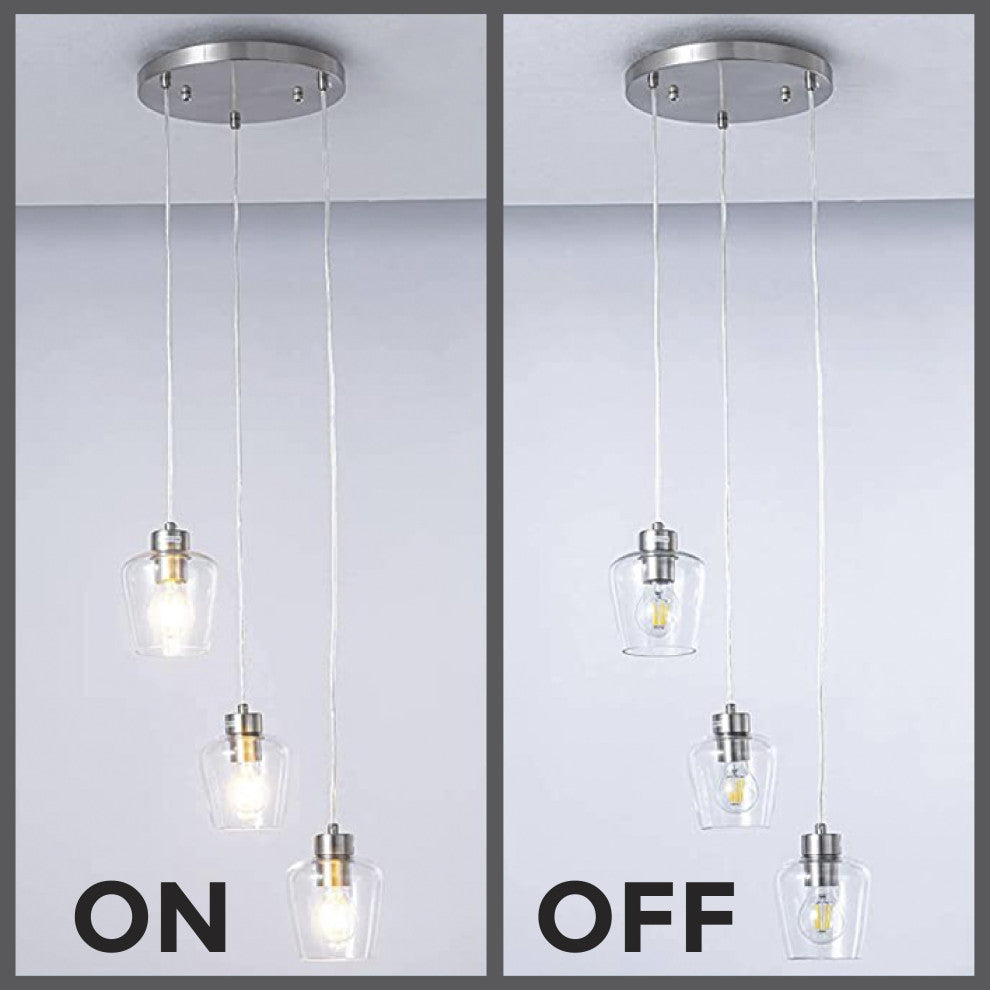 Brushed Nickel pendant light fixtures Art Deco 3 light  kitchen led lights