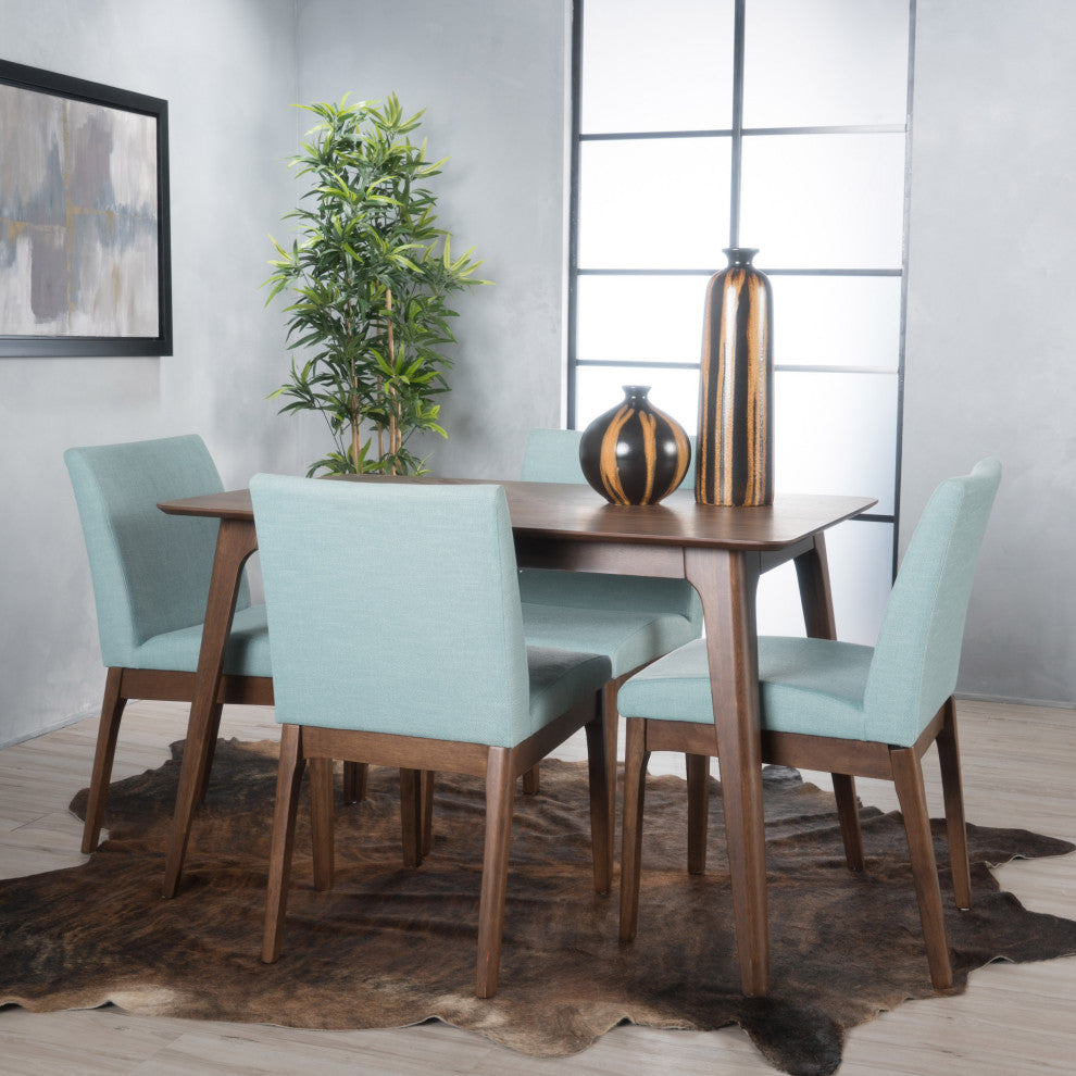 GDF Studio Kwame Mid-Century Modern 5 Piece Dining Set, Mint