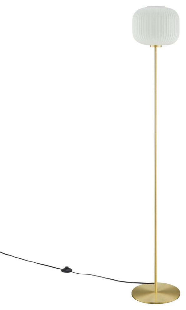 Floor Lamp Light, White Gold, Glass, Modern, Mid Century Bistro Hospitality