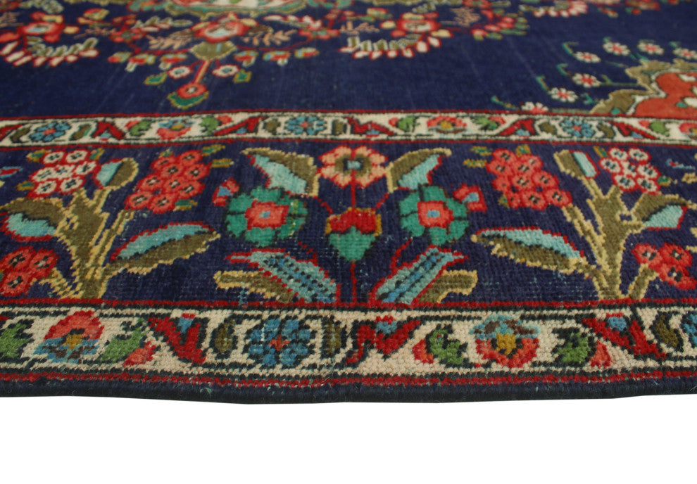 Fine Vintage Distressed Adia Navy Rug