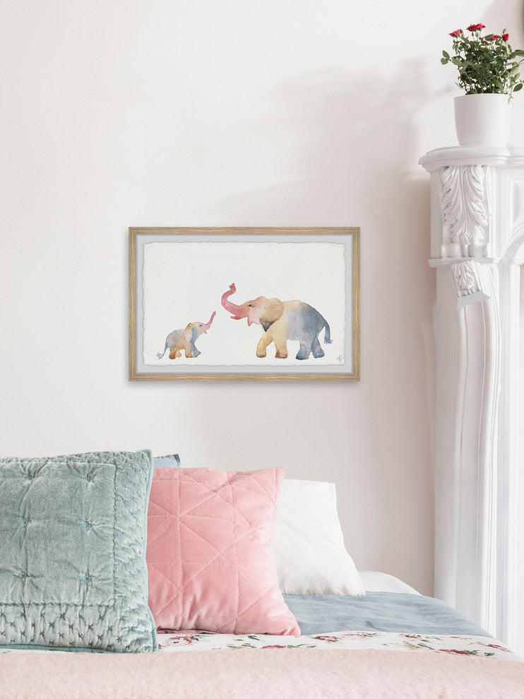 "Elephant Playtime" Framed Painting Print, 30"x20"