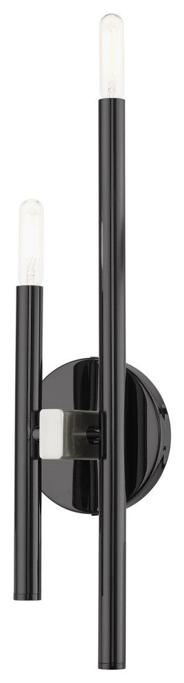 Black Chrome Mid Century Modern, Urban, Scandinavian, Minimal Double Sconce