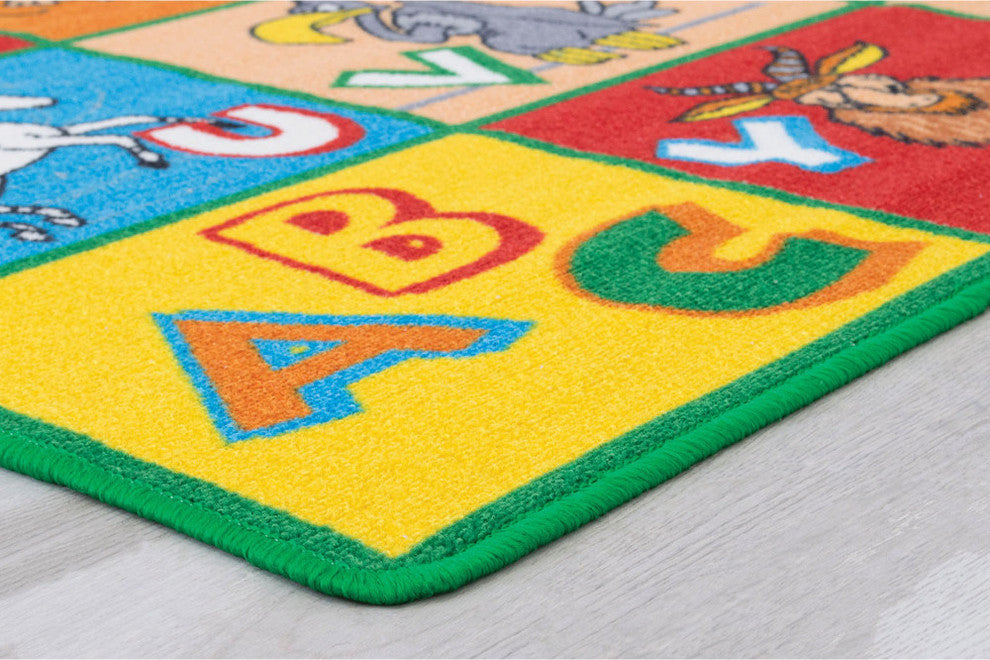 Abbey Contemporary Kids Area Rug Abc Animals With non Slipping Gel Back