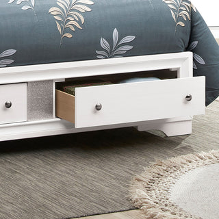 Madrid White Wood Frame Panel Bed, Queen