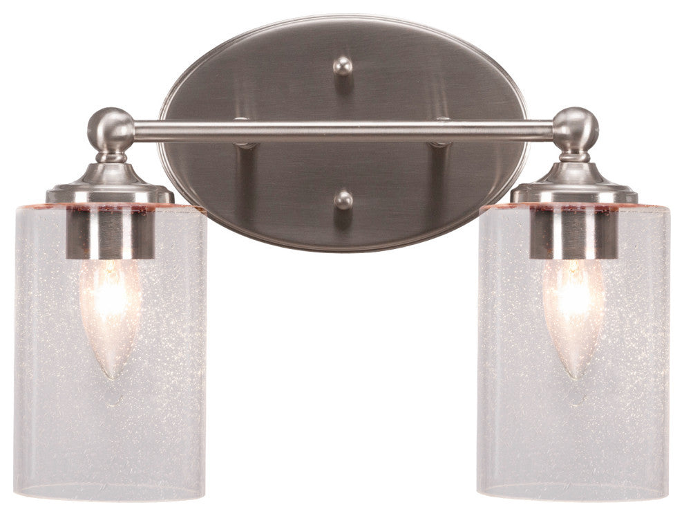 Capri 2-Light Bath Bar, Brushed Nickel/Clear Bubble