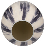 Glass, 20" Striped Vase, Black/White