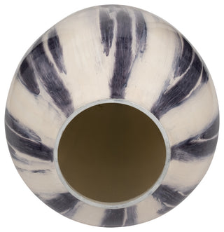Glass, 20" Striped Vase, Black/White