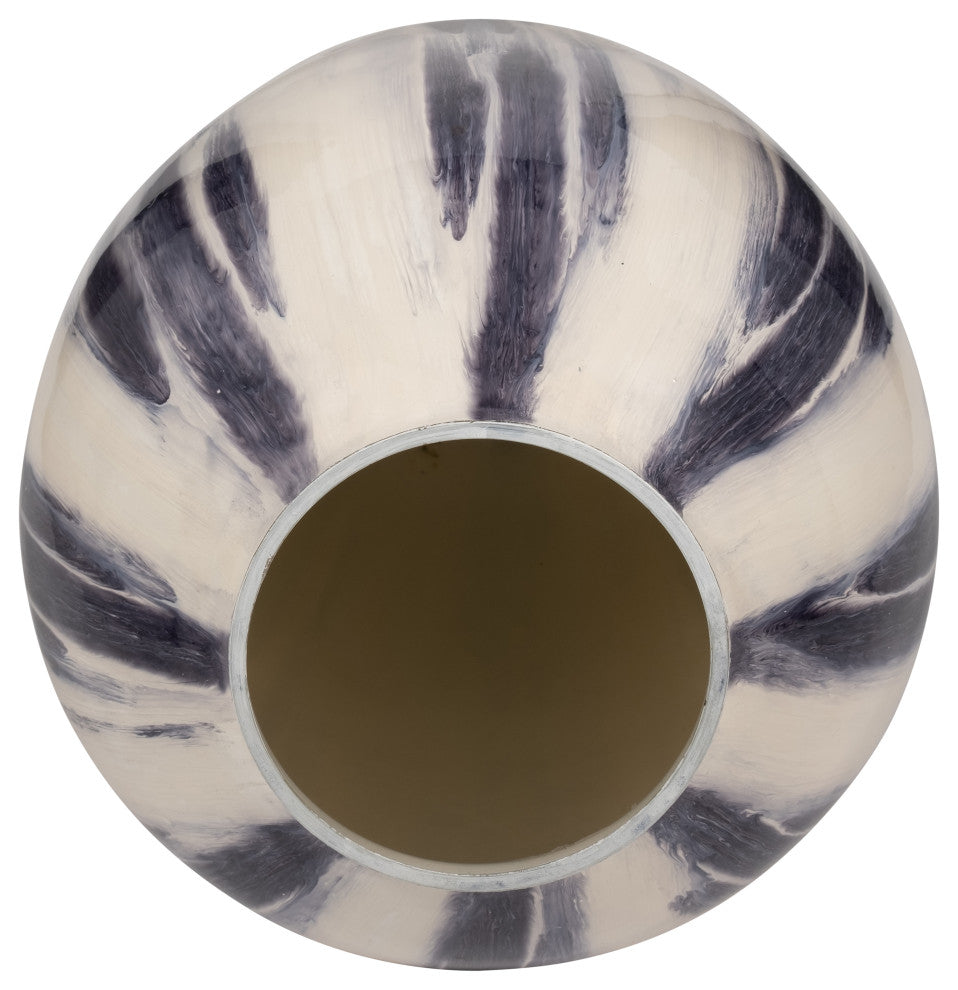 Glass, 20" Striped Vase, Black/White