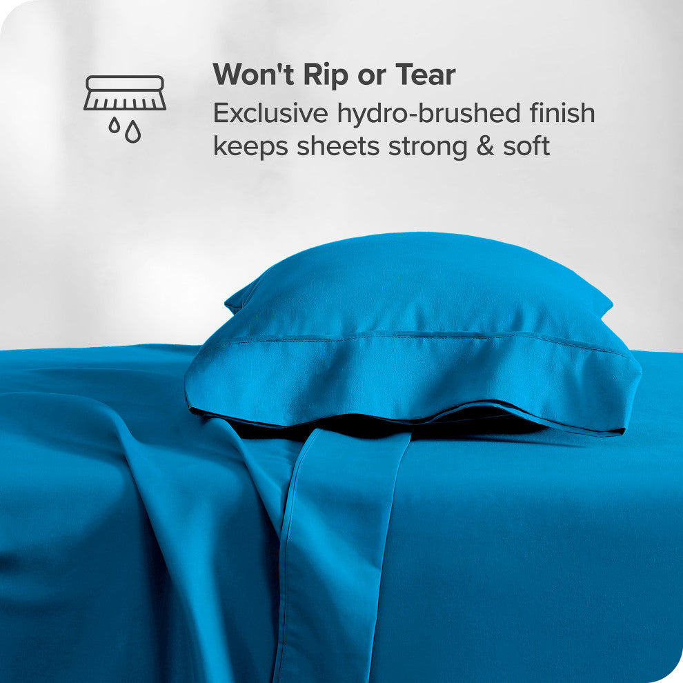 Bare Home Twin XL 1800 Microfiber Sheet Set, Medium Blue
