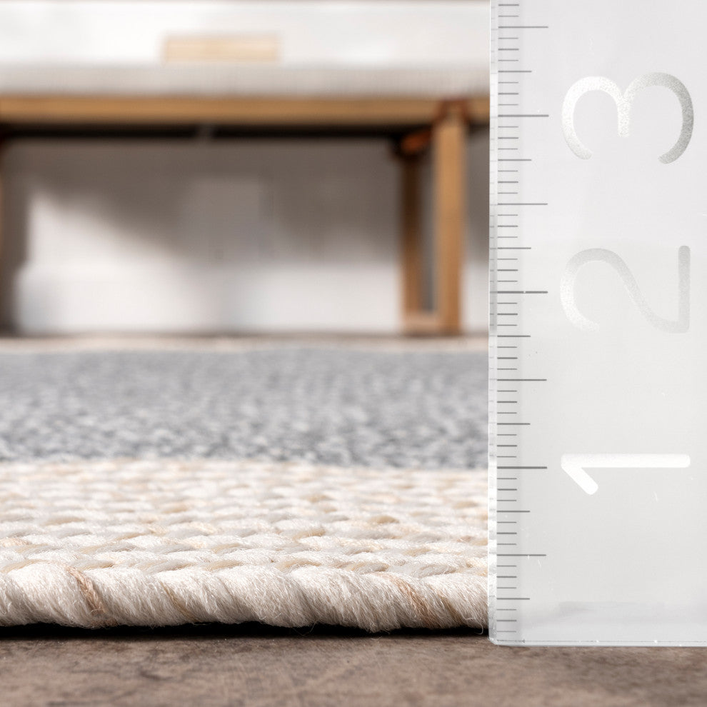 Nuloom Casual Solid Border Area Rug, Grey 6'Round