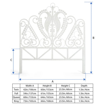 Peacock Rattan Headboard, White, King