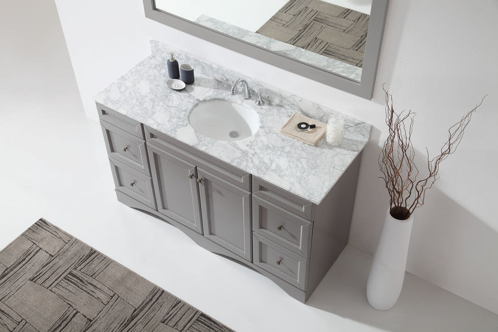 Talisa 60" Single  Sink Grey  Vanity Grey with Brushed Nickel Faucet and Mirror