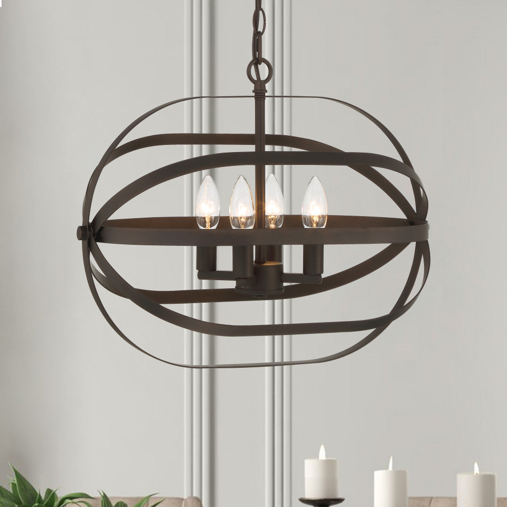 4-Light Unique/Statement Chandelier, Oil Rubbed Bronze