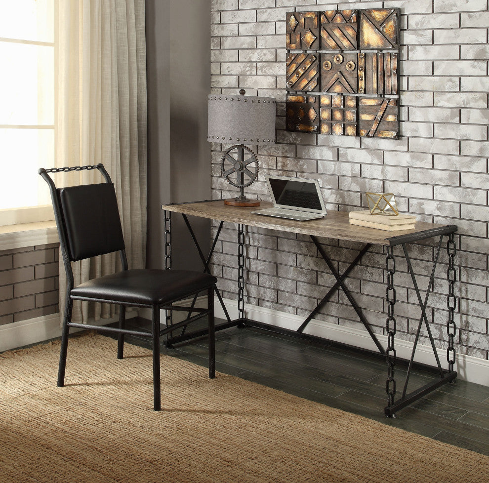 ACME Jodie Console Table, Rustic Oak and Antique Black Finish