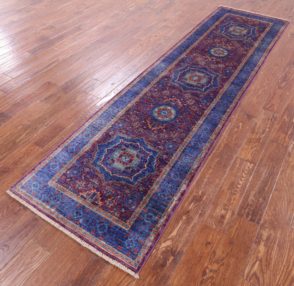 2' 8" X 9' 10" Runner Mamluk Handmade Wool Rug - Q12629
