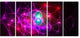 Pink Glowing Bubbles Time, Abstract Wall Art Canvas, 60"x28", 5 Panels