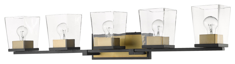 Z-Lite 475-5V Bleeker Street 5 Light 43"W Bathroom Vanity Light - Matte Black /