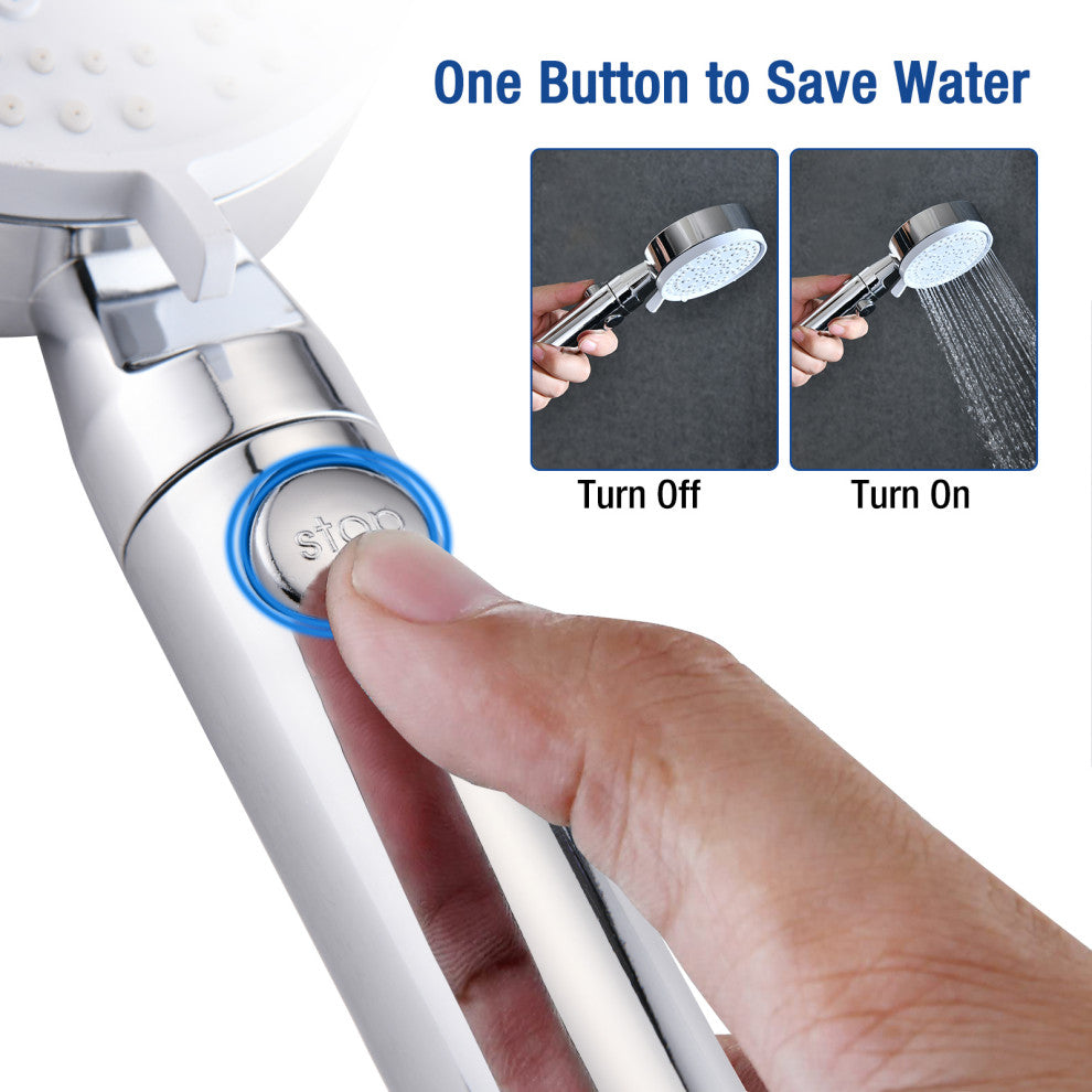 Hand shower set, high pressure round 8'' rain shower, Chrome