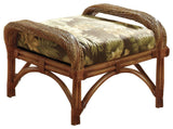 Caneel Bay Ottoman, Cinnamon, Corinthian Red Fabric