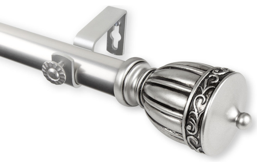 Kingsman 1" Curtain Rod, Satin Nickel, 160"-240"