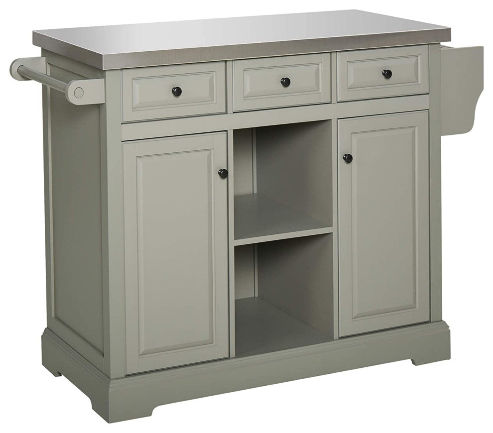 Rolling Kitchen Island with Stainless Steel Top