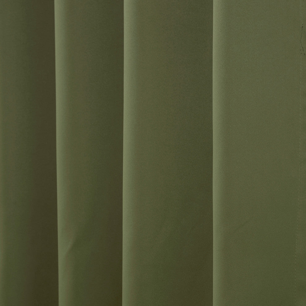 Solid Grommet Top Thermal Insulated Blackout Curtains, Olive, 84"