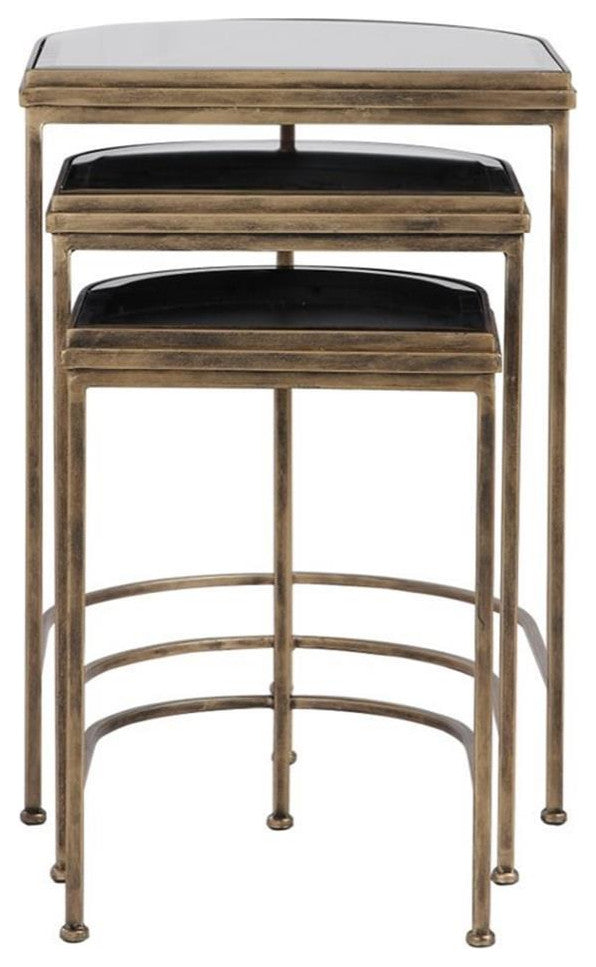 Bowery Hill Modern Nesting Table in Antique Gold (Set of 3)