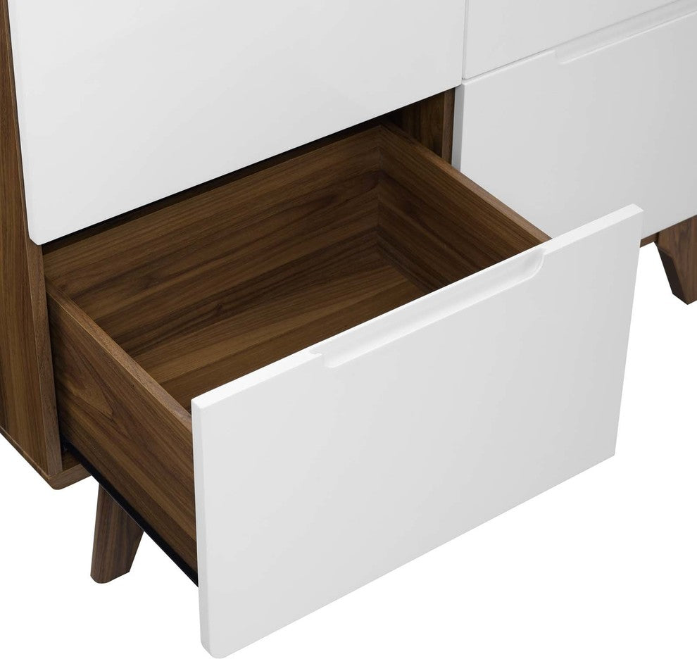 Origin Wood Wardrobe Cabinet, Walnut White