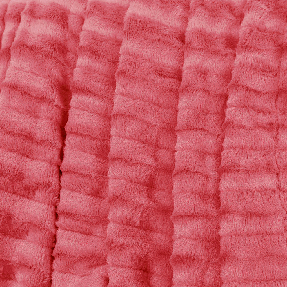 Derby Jumbo Over-Sized Double Sided Faux Fur Throw Blanket, Spice Coral, 60"x80"