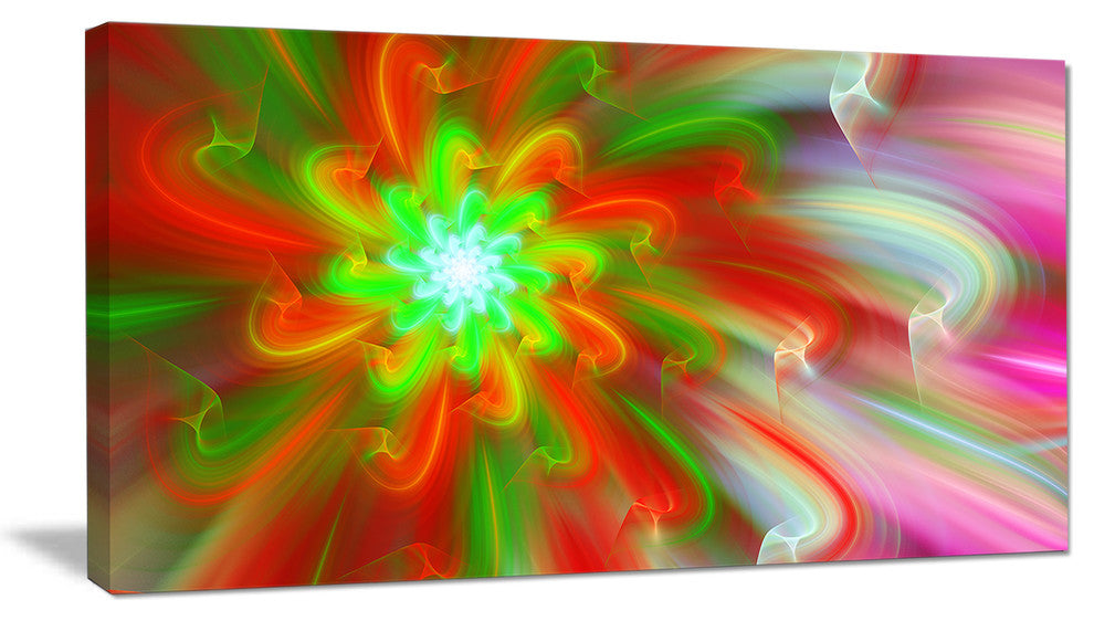 Dance of Red Fractal Flower Petals, Floral Canvas Art Print, 32"x16"