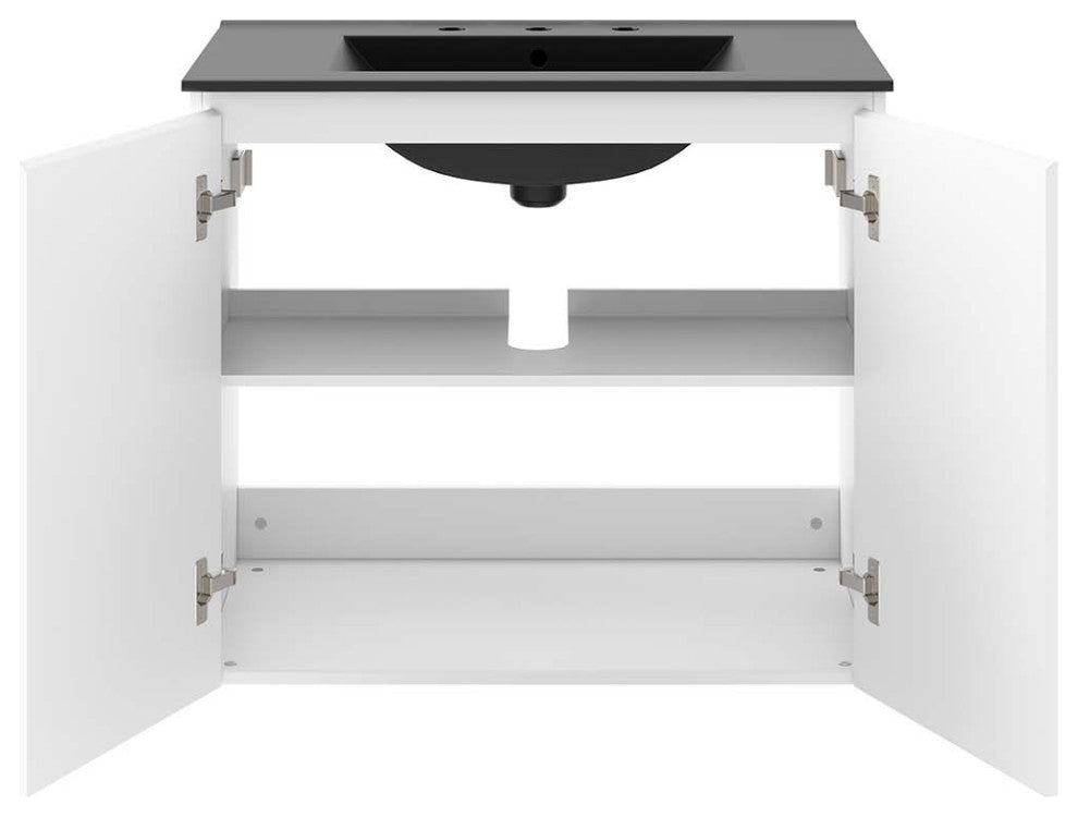 Bryn 30" Wall-Mount Bathroom Vanity, White Black