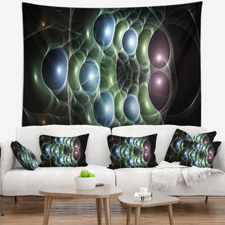 Light Blue 3D Surreal Circles Abstract Wall Tapestry, 92"x78"