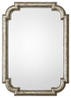 Distressed Silver Art Deco Shaped Wall Mirror, 45" Vanity Wood Gold Classic