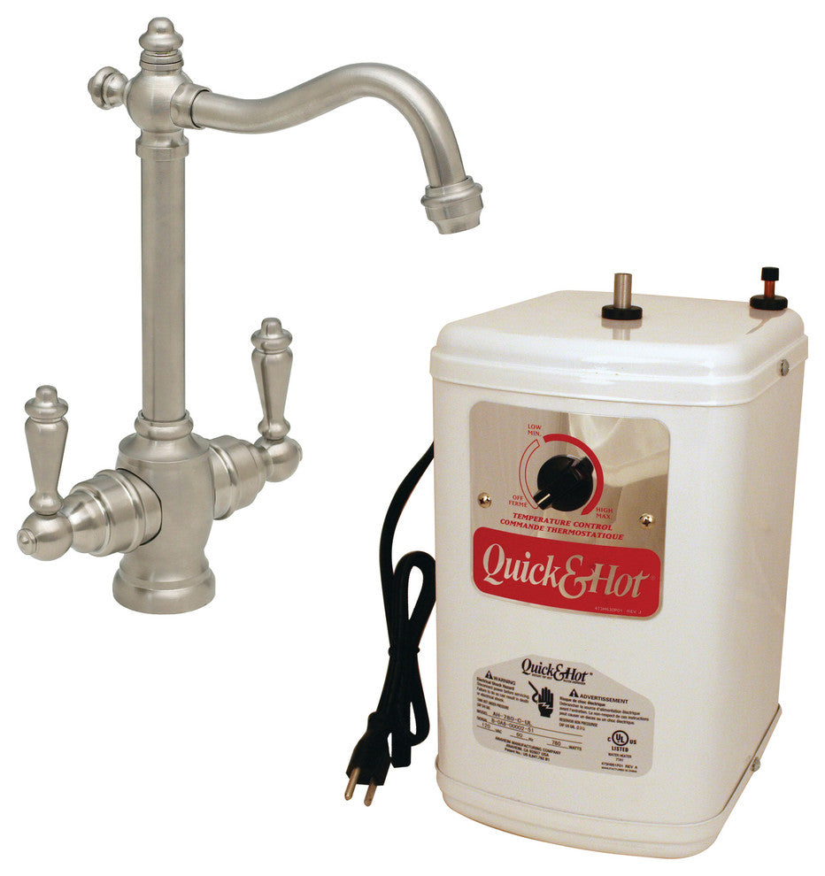 Victorian 9" Hot And Cold Water Dispenser and Tank, Satin Nickel