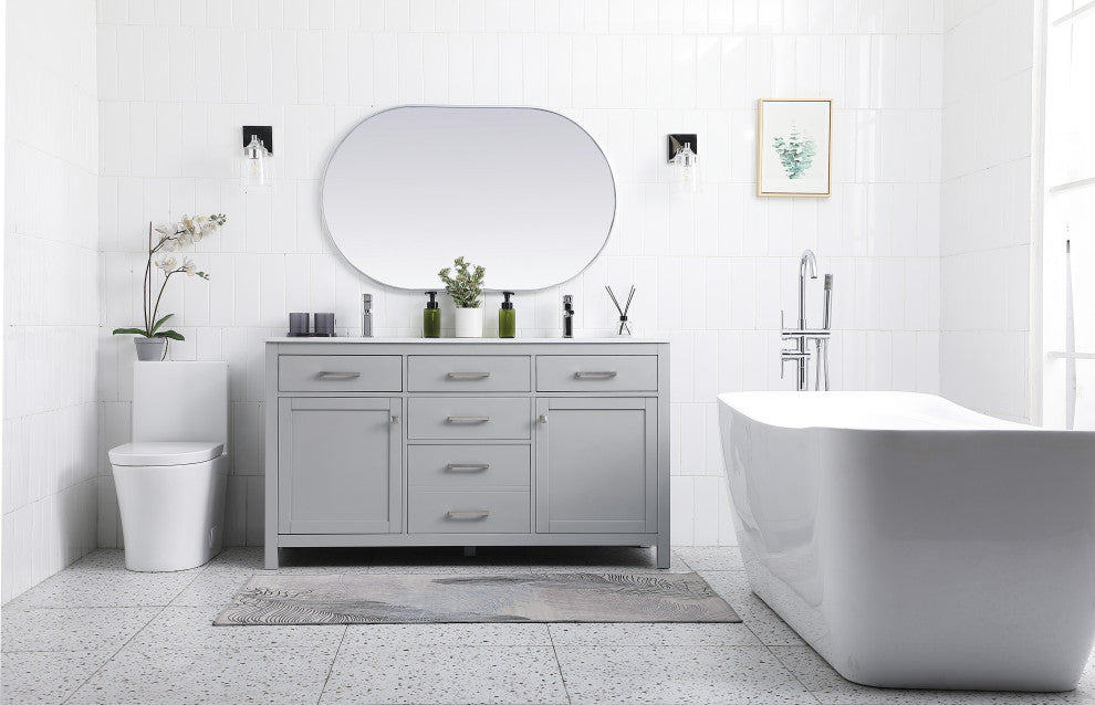 60" Double Bathroom Vanity, Grey