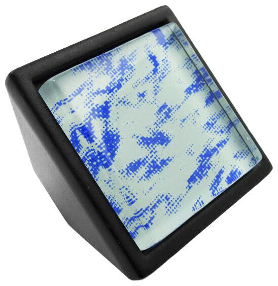 Hand Brushed Surreal Blue Clouds Crystal Glass Black Metal Square Frustum Knob
