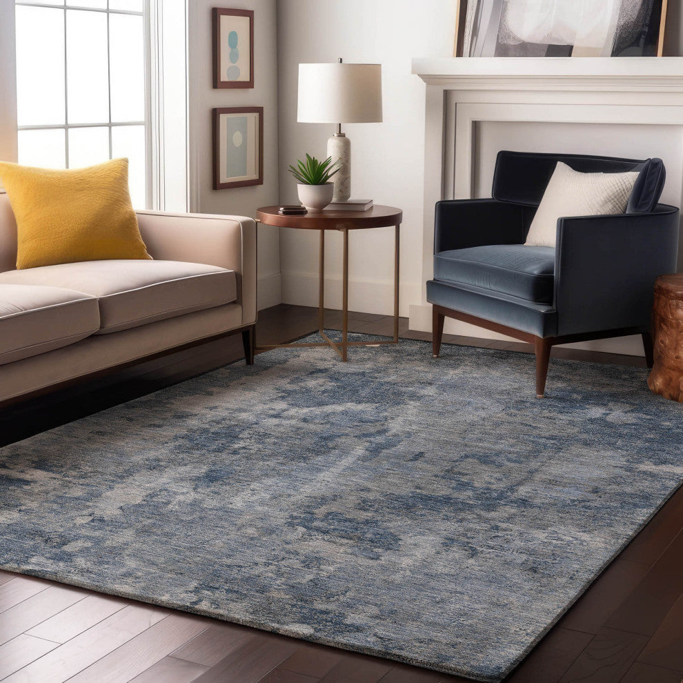 Premium Machine Washable Mayfield AMF573 Blue 8' x 10' Rug