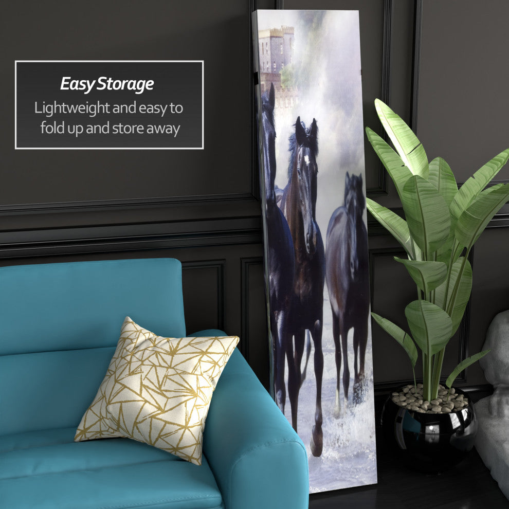 6' Tall Double Sided Horses Canvas Room Divider
